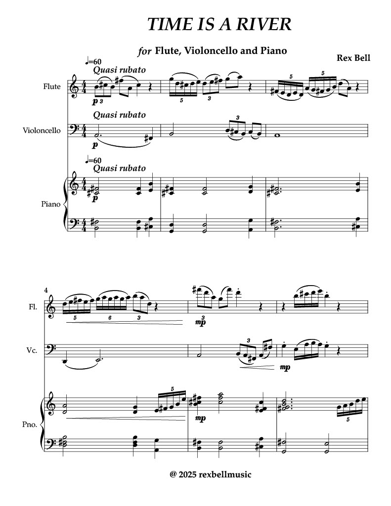 TIME IS A RIVER (for Flute, Violoncello and Piano)